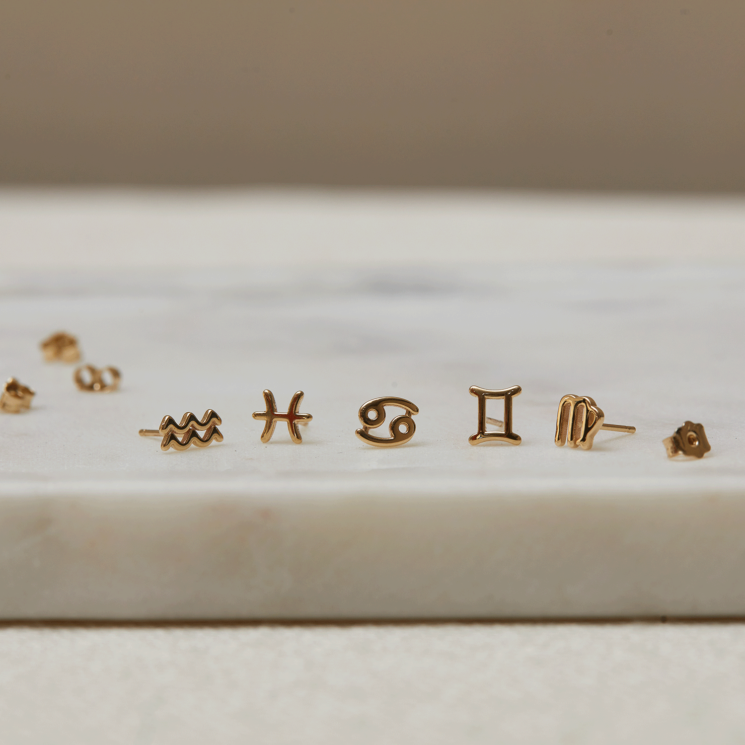 Zodiac Stud Earrings - Lotus Diamond