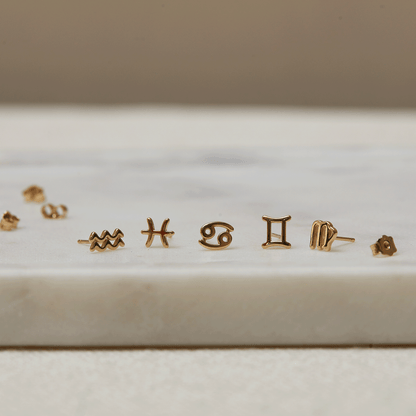 Zodiac Stud Earrings - Lotus Diamond