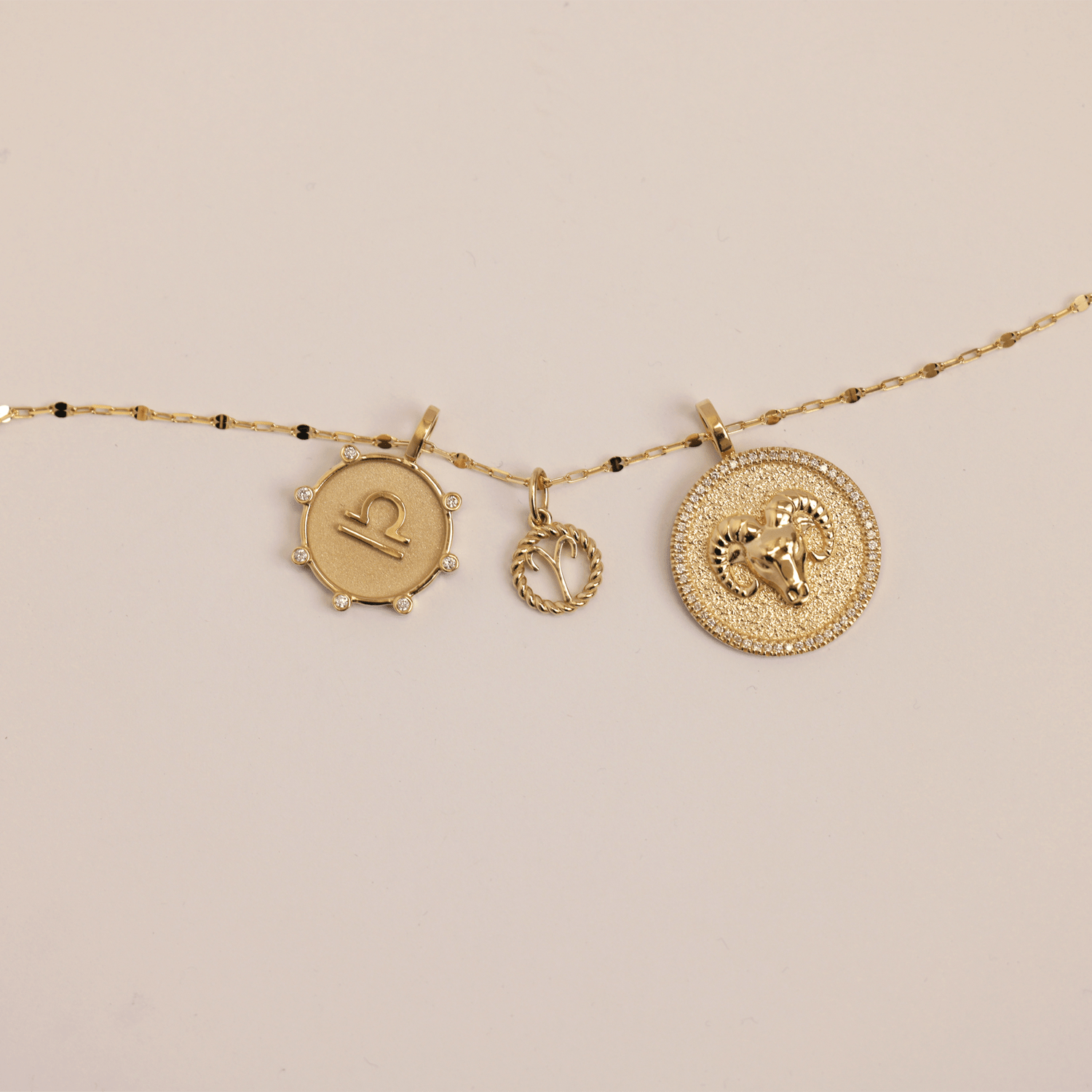Zodiac Twist Medallion Charm - Lotus Diamond