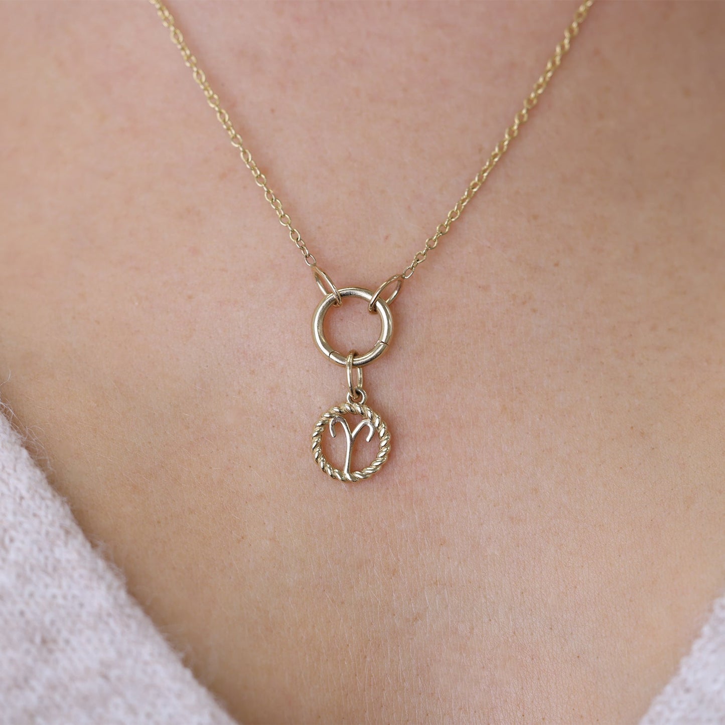 Zodiac Twist Medallion Charm - Lotus Diamond